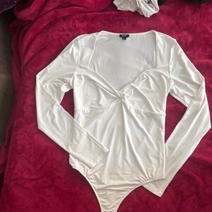 Express White Long Sleeve Bodysuit